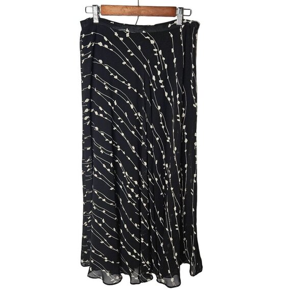 Austin Reed Size 10 Vintage Maxi Skirt Black & White Polka Dot Y2K London NY - Picture 1 of 6